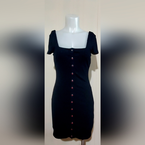 Material Girl Dresses & Skirts - Material Girl Silver Black Fitted Midi Dress
